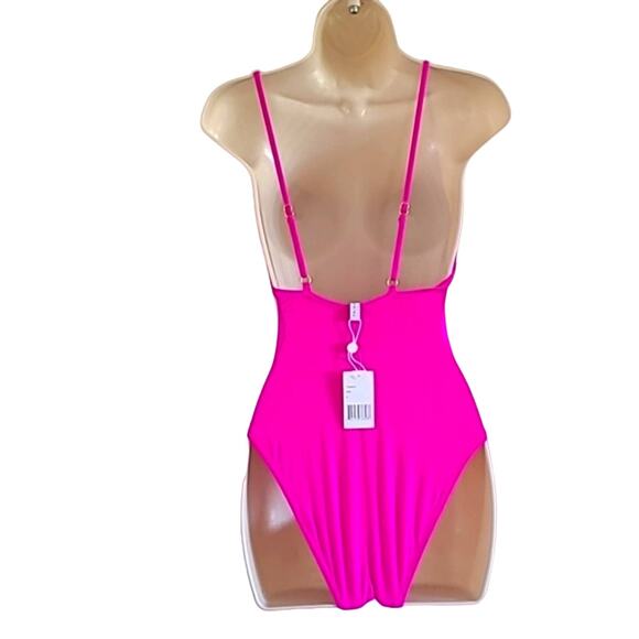 Trina Turk Women’s High Leg Tie Front One Piece Swimsuit – Size 2, Hot Pink NWT - Picture 8 of 11
